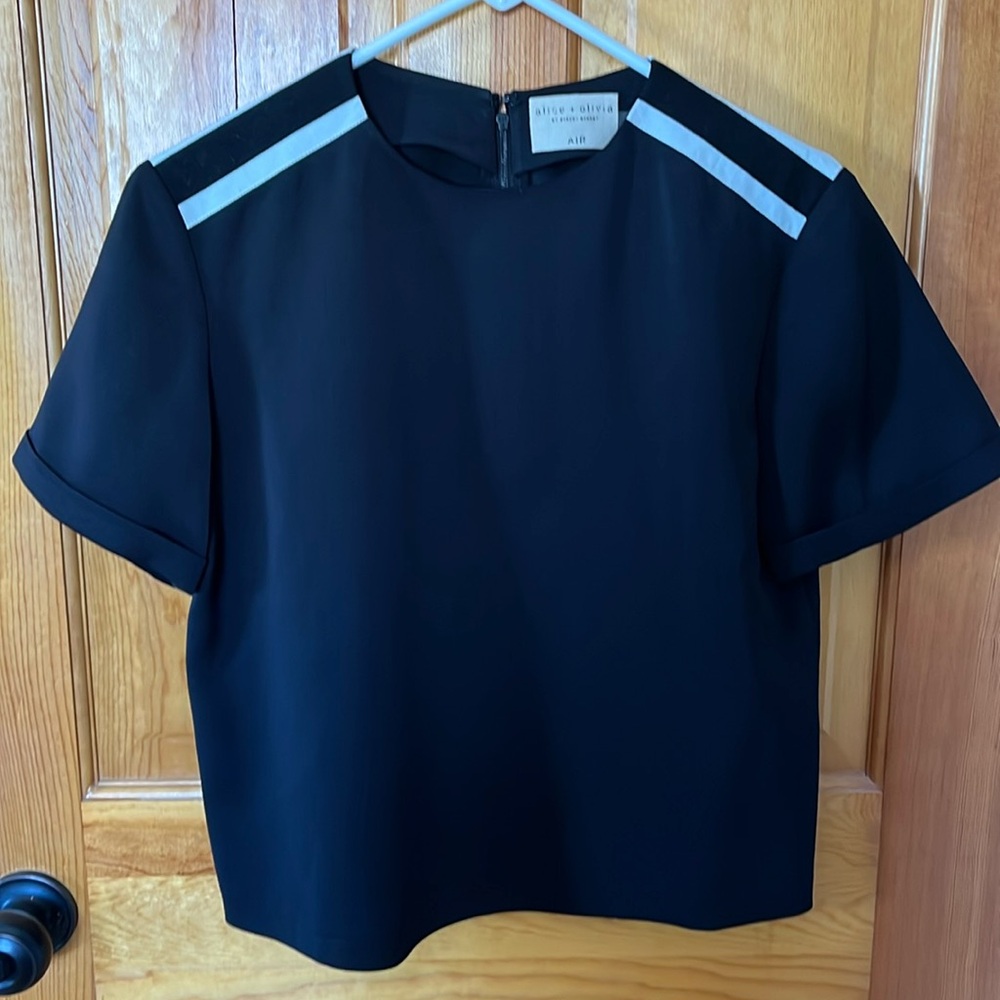 Alice + Olivia Black and White Crop Top
